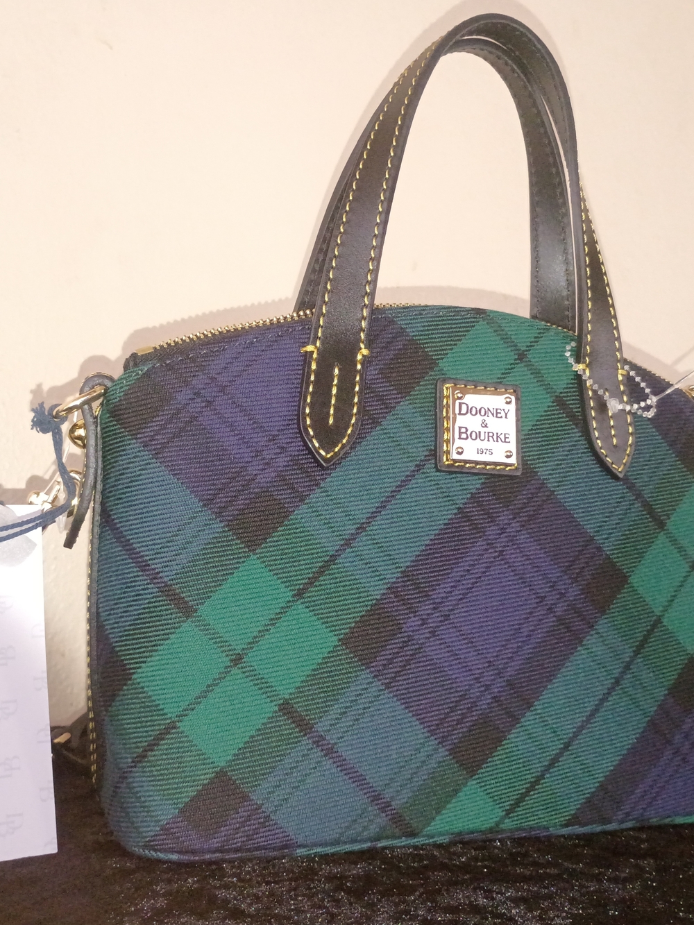 Dooney & Bourke Tartan Ruby | Navy Mini Domed Satchel NWT with Crossbody Strap